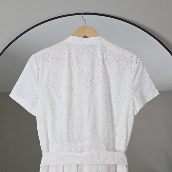 NWT Brooks Brothers White Eyelet Button-Front Belted Shirt Dress, Size 8 - Picture 9 of 16